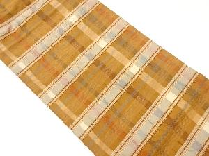 横段に芝・縞模様織出し名古屋帯